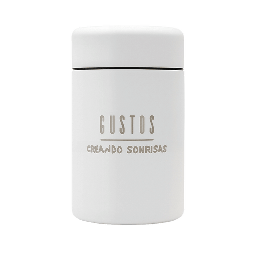 GUSTOS COFFEE CANISTER – 12 oz White (Creando Sonrisas Edition)