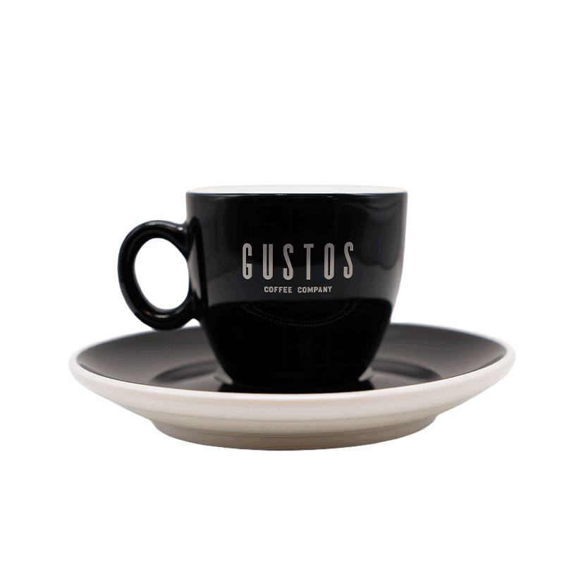 GUSTOS CAPPUCCINO/LATTE SET – 3.5 oz (Happiness Inside Edition, Black)