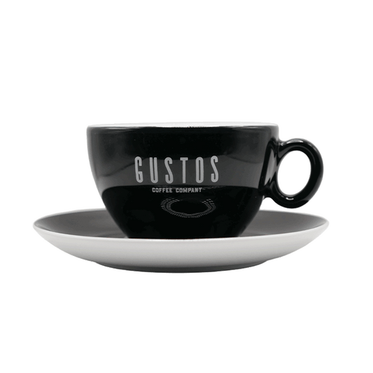 GUSTOS CAPPUCCINO/LATTE SET – 8 oz (Happiness Inside Edition, Black)
